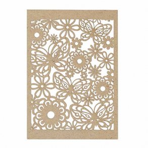 Blondekarton med blomst og sommerfugl, kraft, 10 stk.