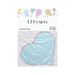 Papirhjerte, lysebl, 12 stk.