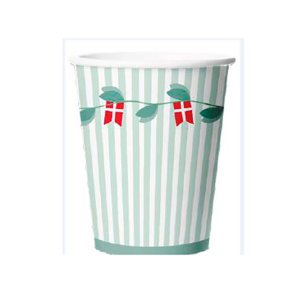 Fdselsdagspapkrus med stvgrnne striber, 6 stk.