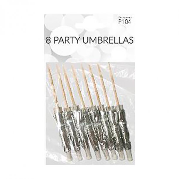 Paraply til drinks, slv, 8 stk.