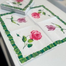 Caspari Servietter, Pink rose, Frokostsstr. 20 stk.