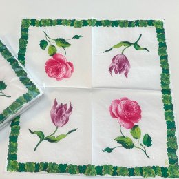 Caspari Servietter, Pink rose, Frokostsstr. 20 stk.