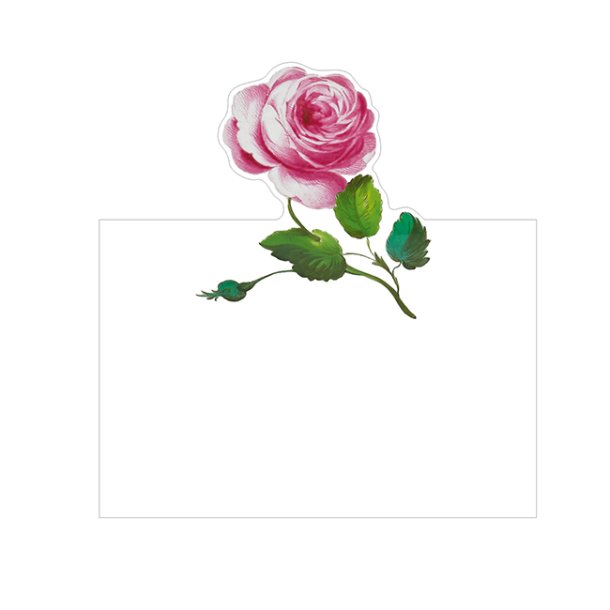 Bordkort fra Caspari - Pink rose, 8 stk.