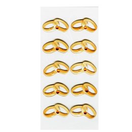 Stickers til invitationer, Ringe i guld, 9 stk.