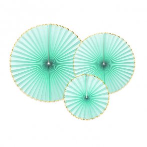 Rosetter med ophng, Mint/guld, 3 stk.