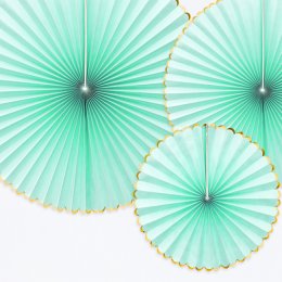 Rosetter med ophng, Mint/guld, 3 stk.