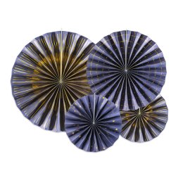 Rosetter med ophng, Mrkebl/guld, 4 stk.