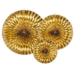 Rosetter med ophng, Shiny guld, 3 stk.