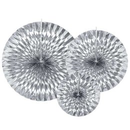 Rosetter med ophng, Shiny slv, 3 stk.