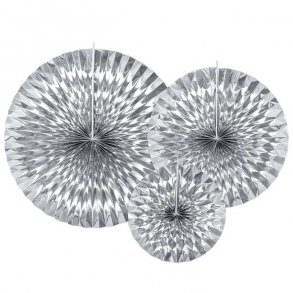 Rosetter med ophng, Shiny slv, 3 stk.