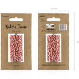 Bomuldssnor, Rd/hvid, 50 meter