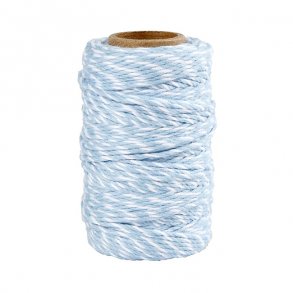 Bomuldssnor, Lysebl/hvid, 50 meter