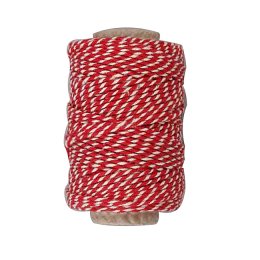 Bomuldssnor, Rd/hvid, 50 meter