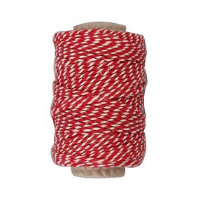 Bomuldssnor, Rd/hvid, 50 meter