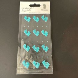 Stickers til invitationer/bordkort - Babyfdder, lysebl