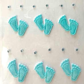 Stickers til invitationer/bordkort - Babyfdder, lysebl