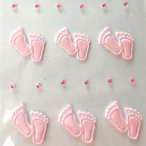 Stickers til invitationer/bordkort - Babyfdder, Lyserd/pink