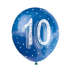 Balloner med 10-tal, blandede farver, 5 stk.