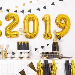 Talballon guld, 0-tal, 41 cm.