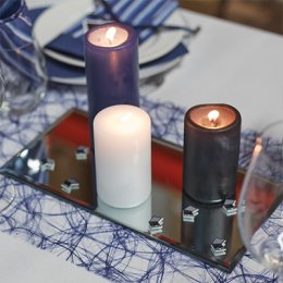 Borddkning Denim/bl strib