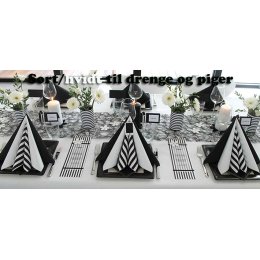 Borddkning Sort/hvid strib