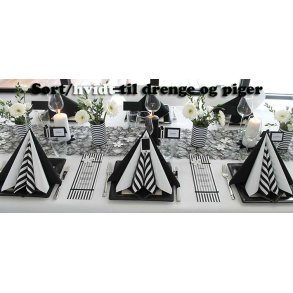 Borddkning Sort/hvid strib