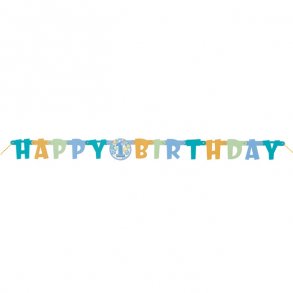 1 rs Fdselsdagsguirlande - Lysebl/grn