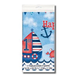 1 rs Fdselsdag Plastikdug 137 x 213 cm - P blgen bl