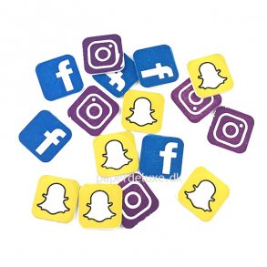 Bordpynt af tr, Snapchat, Instagram, Facebook, 24 stk. (8 af hver)