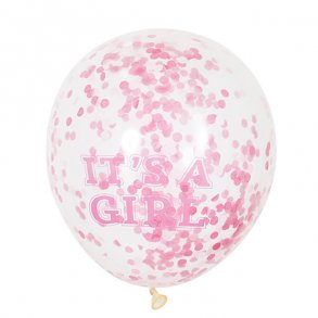 Ballon med konfetti, Barnedb Pige, 6 stk.