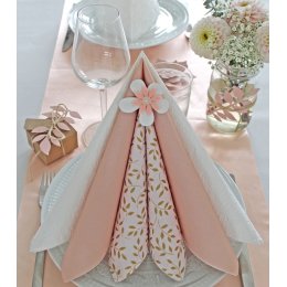 Ihr servietter, Blade guld/rosa/pudder, frokoststr. 20 stk.