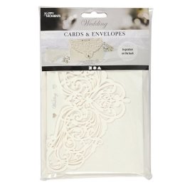 Bryllupsinvitation, kort/kuverter, lasercut, 5 stk.