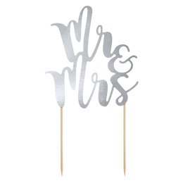 Caketopper, Mr &amp; Mrs, Slv, 1 stk.