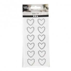 Rhinstenhjerte stickers, 12 stk.