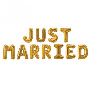 Folieballon-guirlande guld, 'Just married'