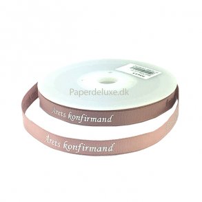 Bnd, rets konfirmand Gammelrosa/slv grosgrain, 20 meter.