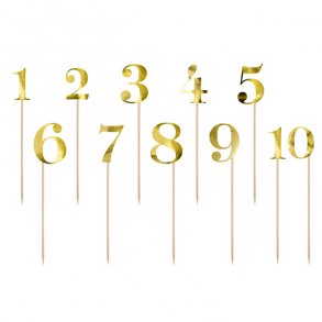 Bordnumre, 1-10, guld p trspyd