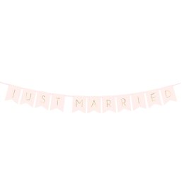 'Just married' banner/guirlande, Pudder/gammelrosa, 1,55 m.