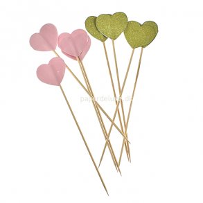 Dekosticks (til mad, vaser mm) guld og lyserd, 8 stk.