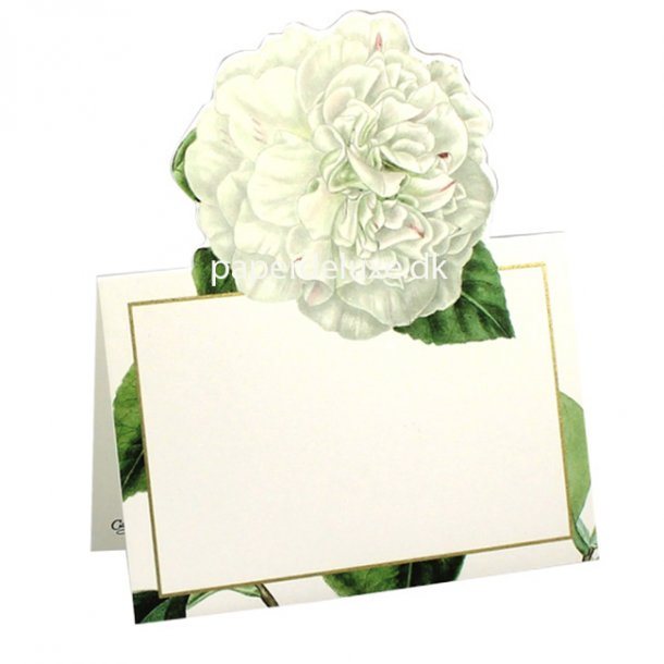 Bordkort fra Caspari, Hvid Camellia, 8 stk.