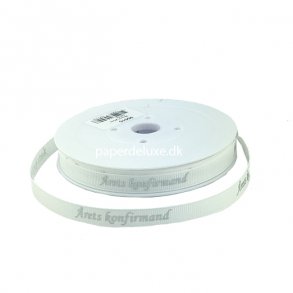 Bnd, rets konfirmand Hvid/slv grosgrain, 20 meter