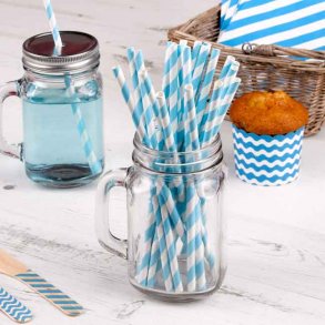 Sugerr med lysebl/hvide striber, 10 stk.