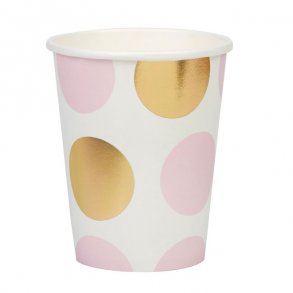 Papkrus, lyserd/guld dots, 8 stk.