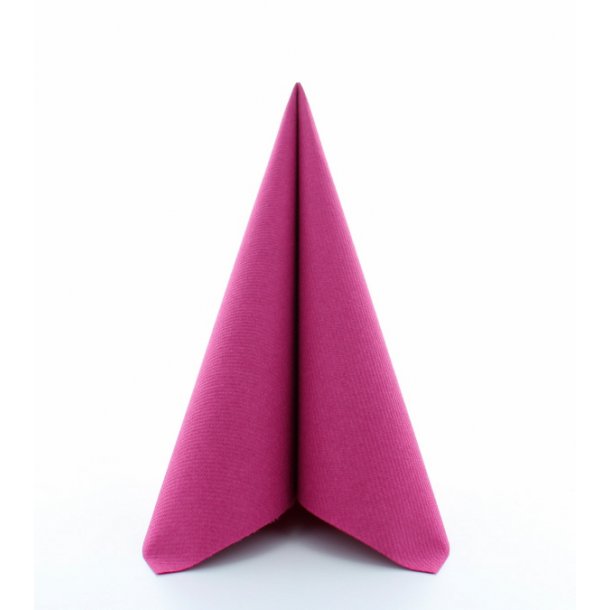 Gennemfarvede mrk pink airlaid/tekstil middagsservietter, 12 stk.