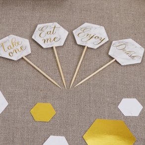 Food Flag til canape/pindemadder, Marmor, 20 stk.