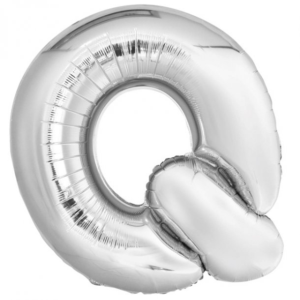 Bogstavballon af slvfolie, Bogstav Q, 41 cm.