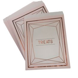 Treat bags af papir, pudder/kobber/rose gold, OBS 25 stk.