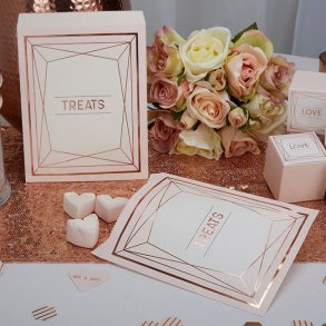 Treat bags af papir, pudder/kobber/rose gold, OBS 25 stk.