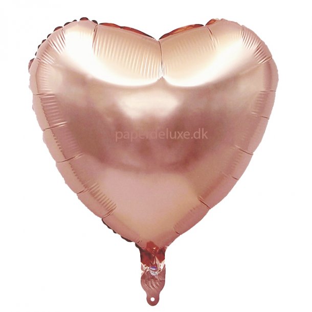 Hjerteballon i folie, Rose gold/kobber, 1 stk. 45 cm.