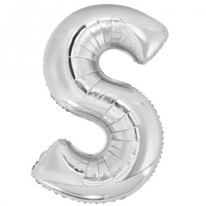 Bogstavballon af slvfolie, Bogstav S, 41 cm.